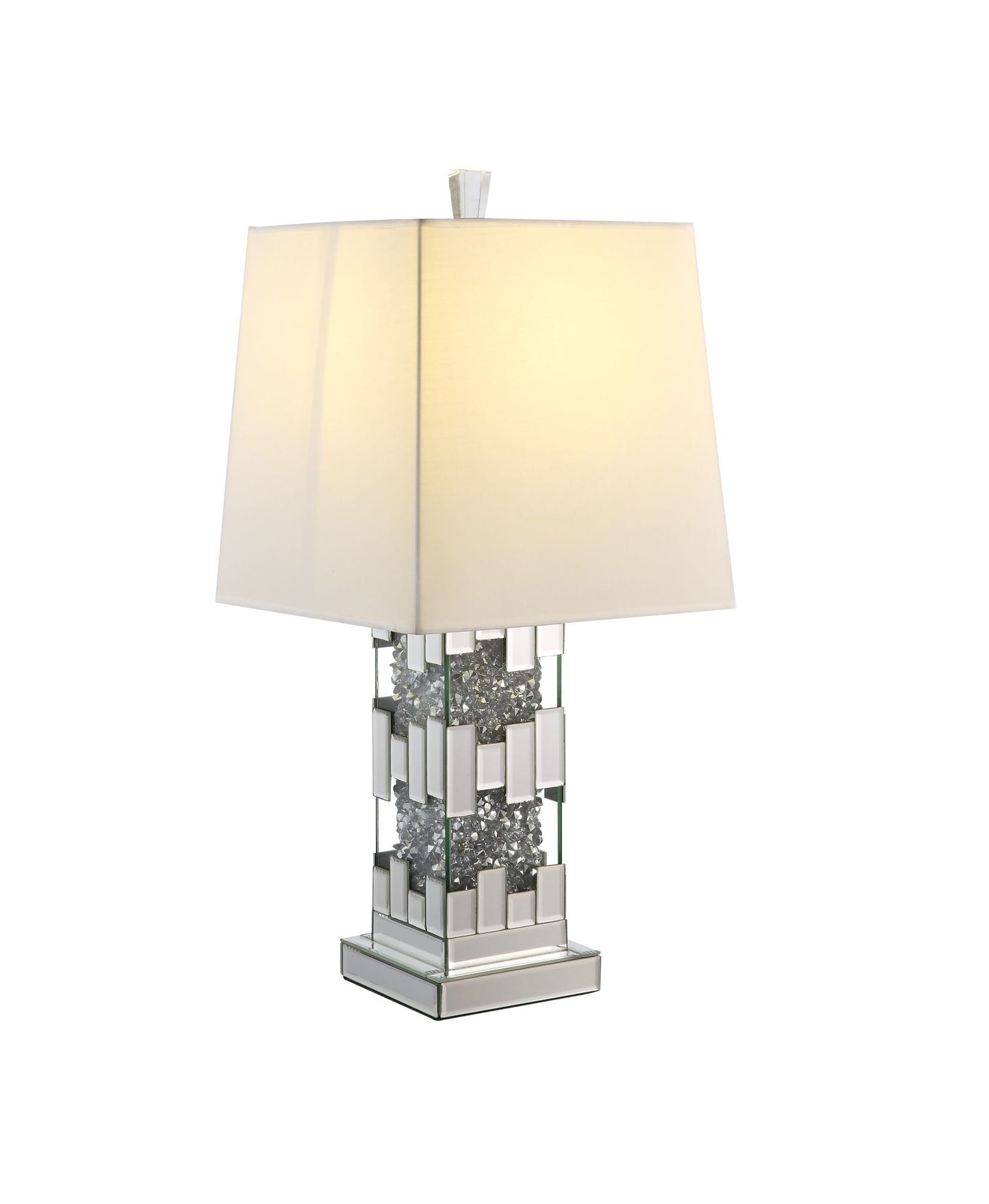 acme noralie table lamp, mirrored & faux diamonds