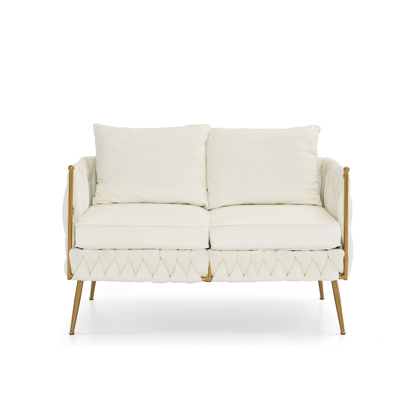 3 piece modern velvet upholstered set, cream white velvet