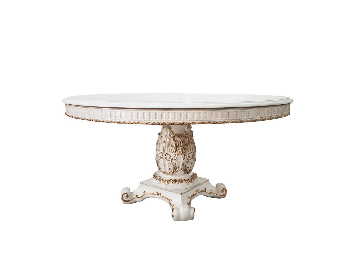 acme vendome dining table antique pearl finish
