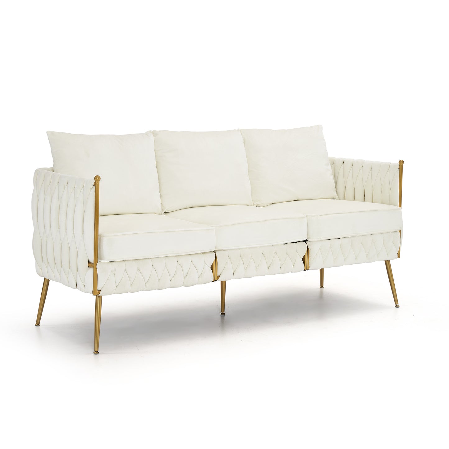 2 pieces velvet sofa couch set, cream white velvet