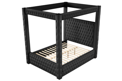 Monica luxurious Four-Poster Full Bed Made with Wood in Black