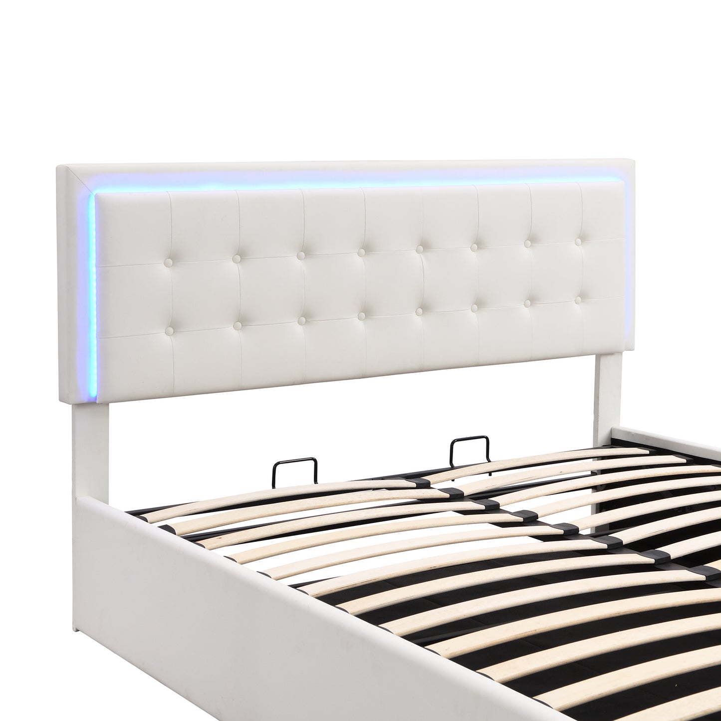 tufted upholstered platform bed with hydraulic storage system & pu storage bed with led lights