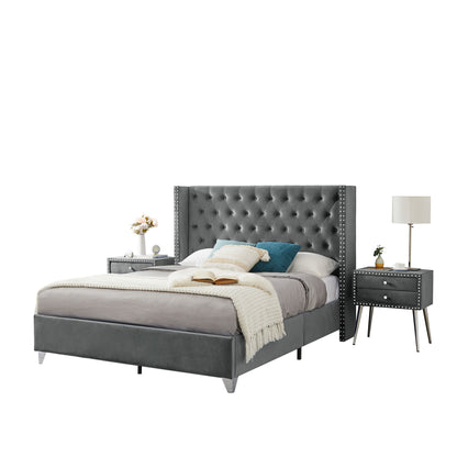 Toni Queen bed with two nightstands, + metal legs with Electroplate #2