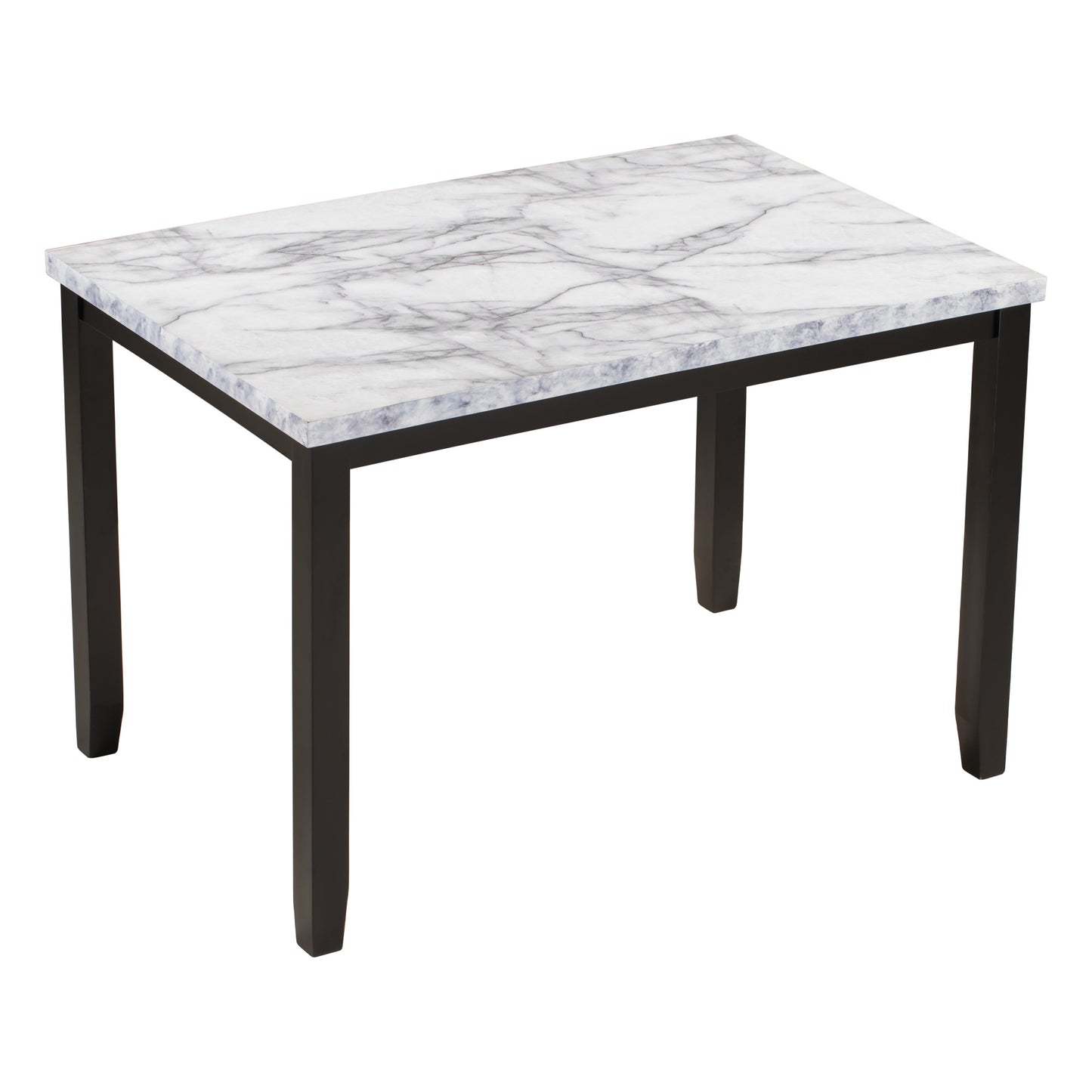 faux marble 5-piece dining table set ,white/beige+black