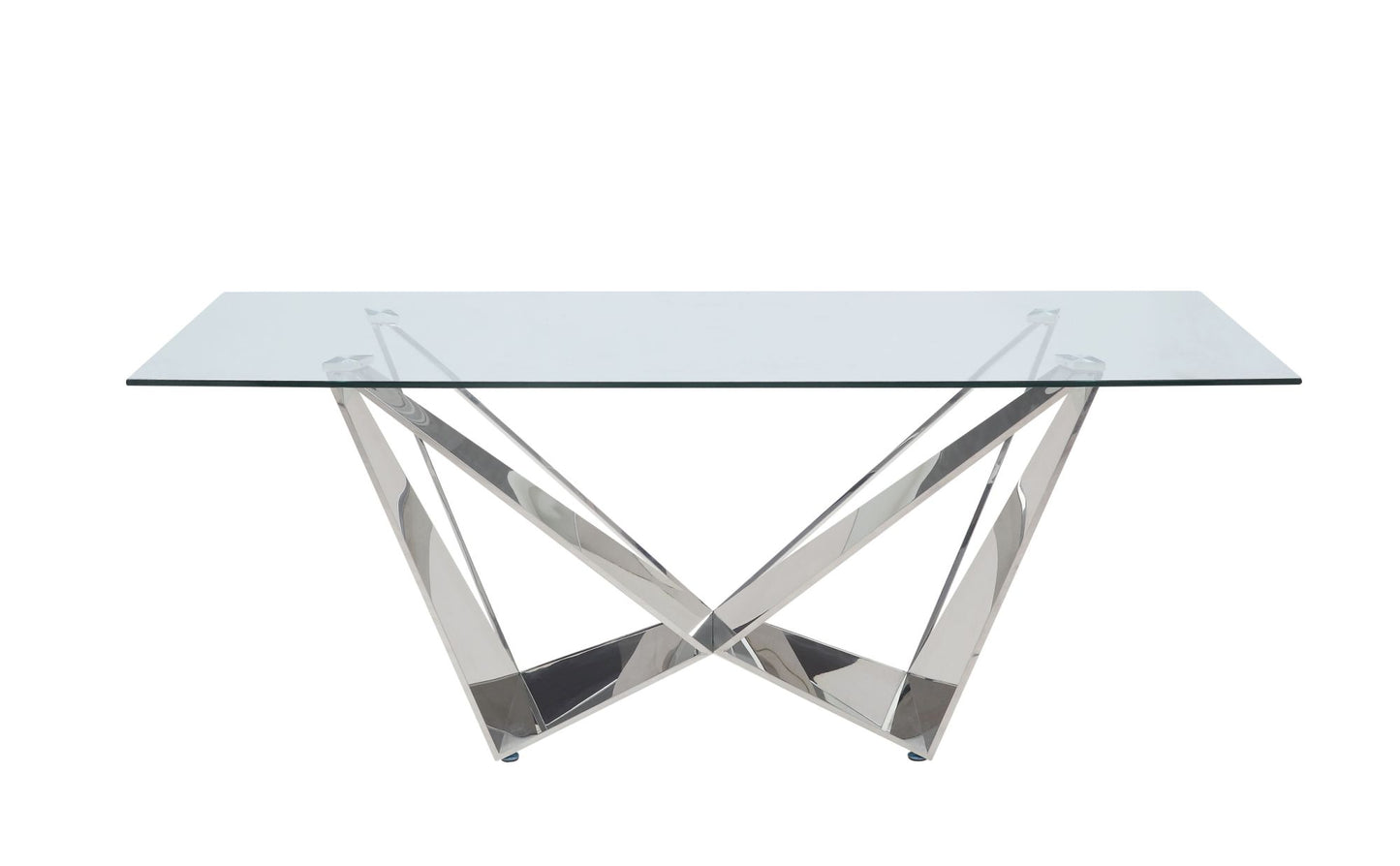 acme dekel dining table, clear glass & stainless steel