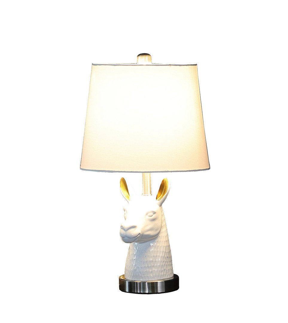 patagonia white llama bust resin table lamp