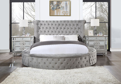 ACME Gaiva Queen Bed w/Storage, Gray Velvet