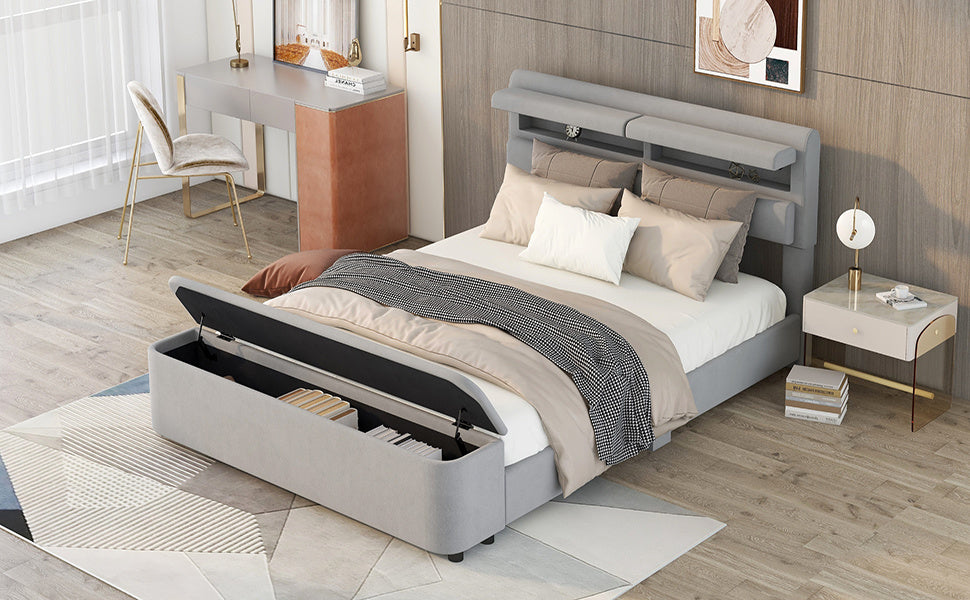holly upholstery platform bed with storage headboard and footboard