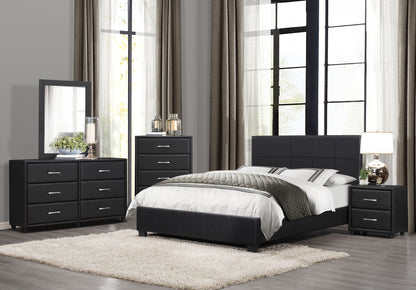Contemporary Design Black Dresser 1pc 6x Drawers Faux Leather Upholstery Plywood Engineered Wood