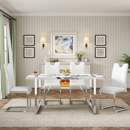 5-Piece Dining Table Chairs Set, White
