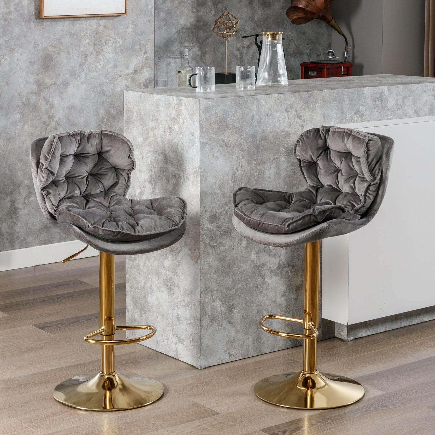 swivel bar stools set of 2, grey