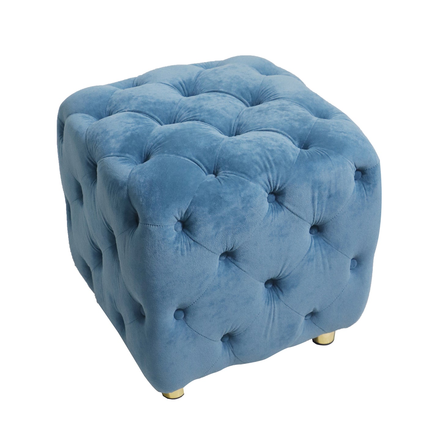 blue modern velvet upholstered ottoman