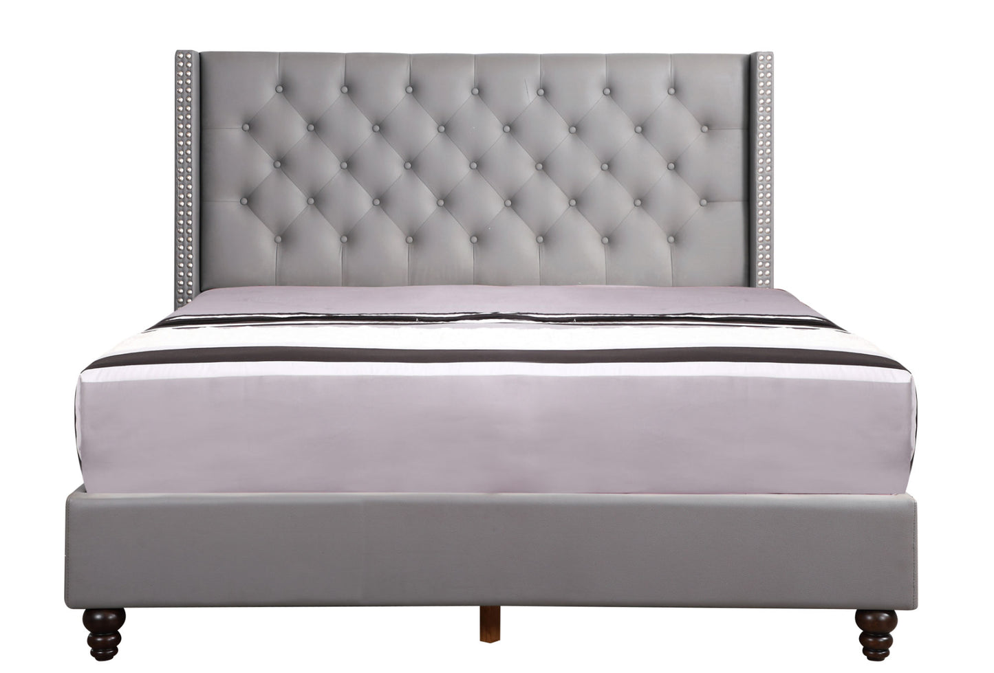 julie upholstered bed, light grey