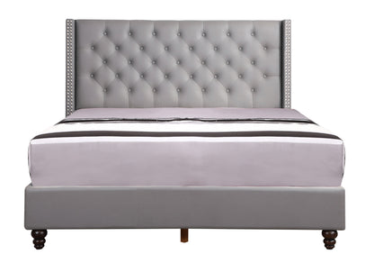 Julie Upholstered Bed, Light Grey