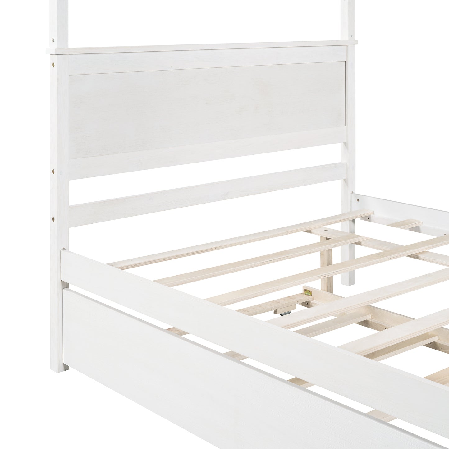 wood canopy bed with trundle