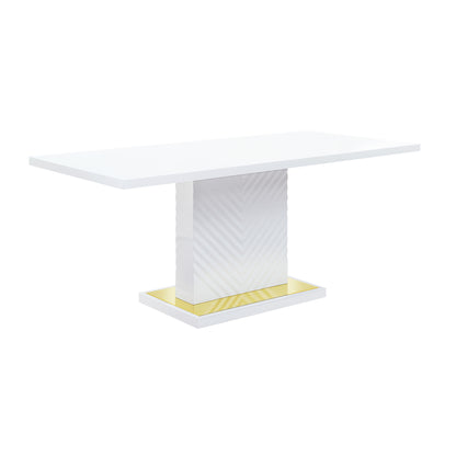 ACME Gaines Dining Table, White High Gloss Finish