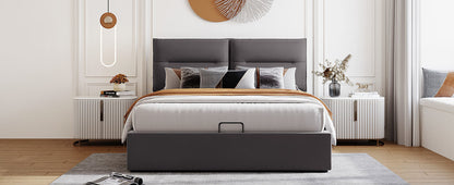 Upholstered Platform bed with a Hydraulic Storage System