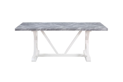 ACME Hollyn Dining Table, Engineering Stone & White Finish