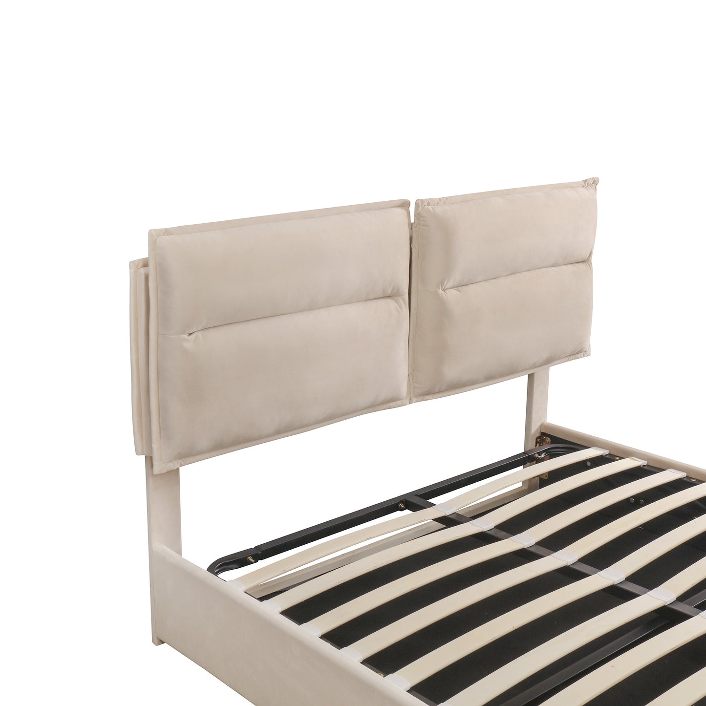 upholstered platform bed with a hydraulic storage system