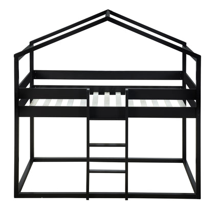 Twin Over Twin Bunk Bed Wood Bed with Tent