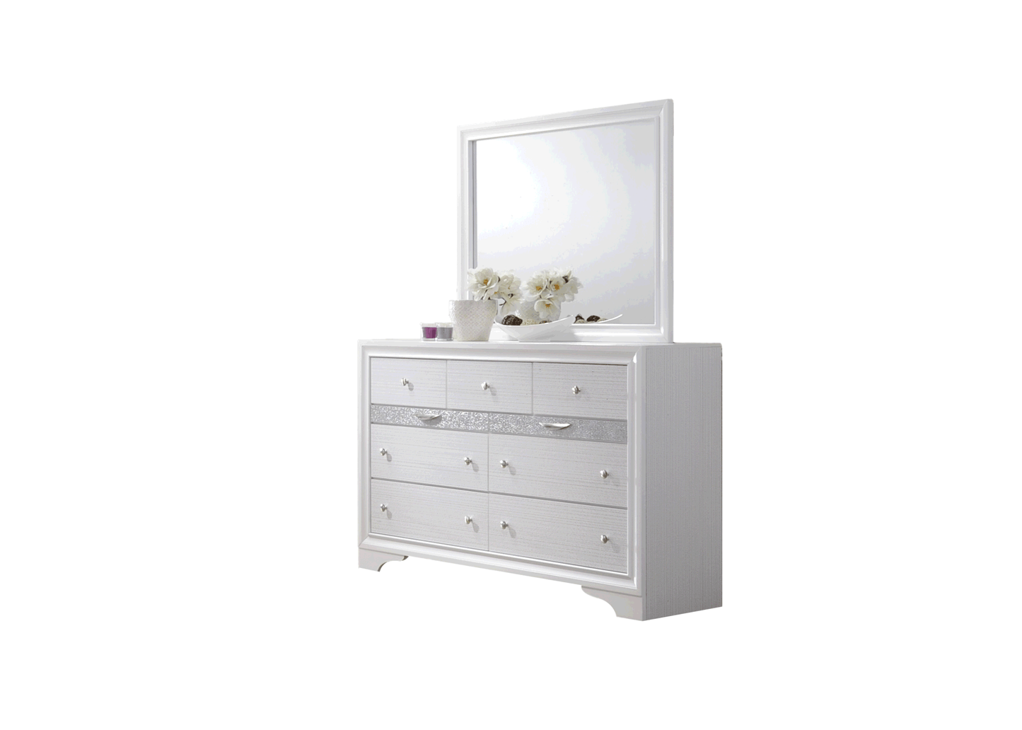 traditional matrix 7 drawer dresser in white made with wood