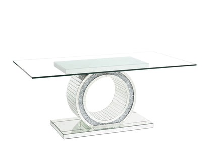 ACME Noralie DINING TABLE Mirrored & Faux Diamonds