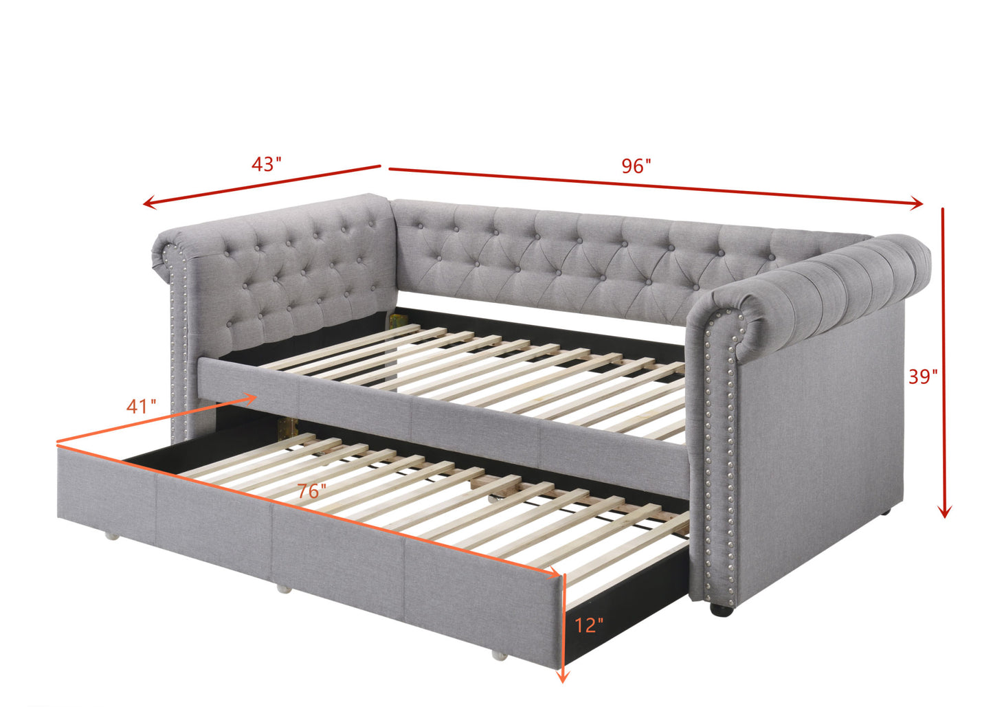 acme justice daybed & trundle, smoke gray