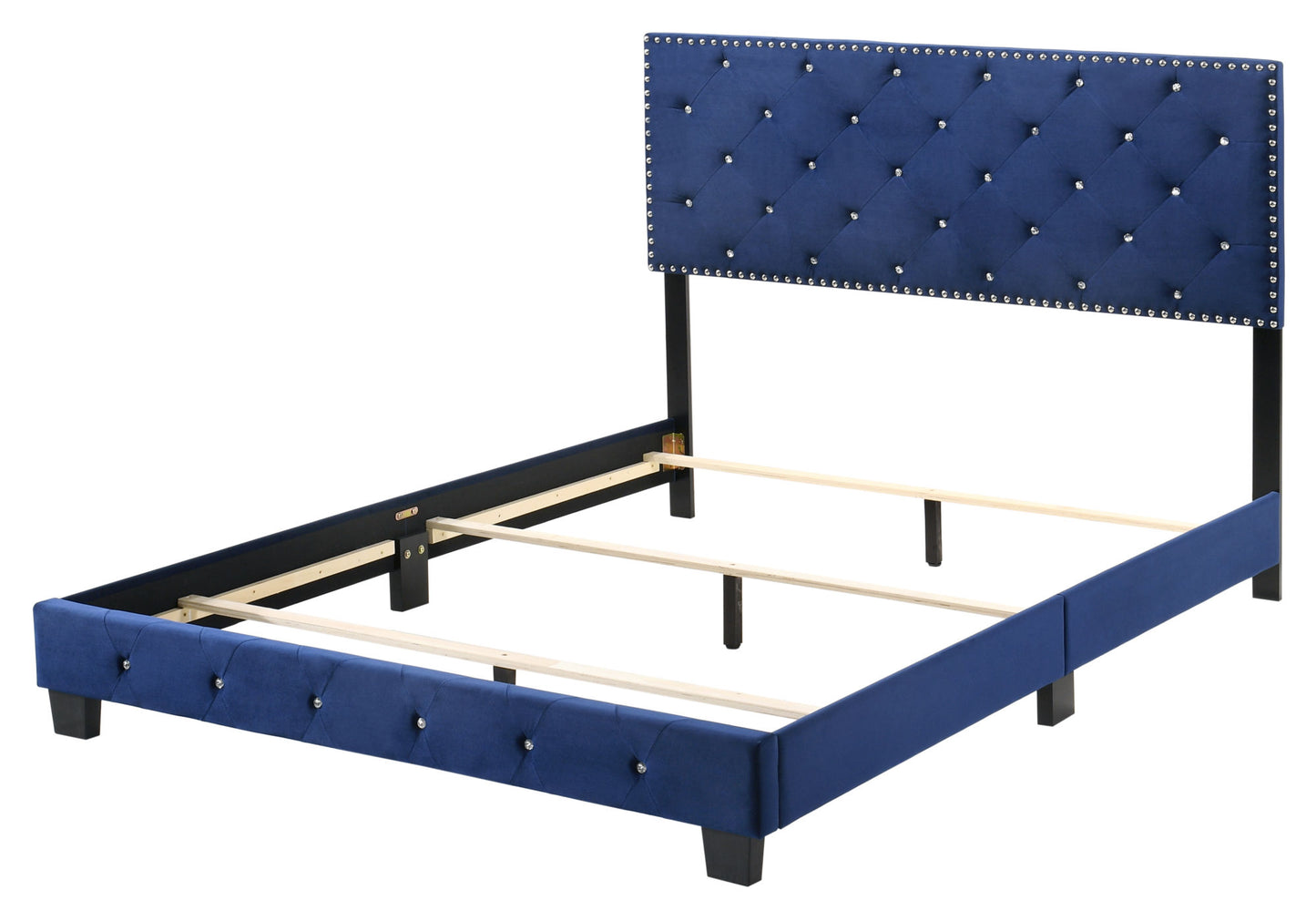suffolk upholstered bed, navy blue