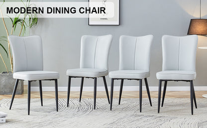 Modern Leather Dining Chairs Set of 4 Chairs, White