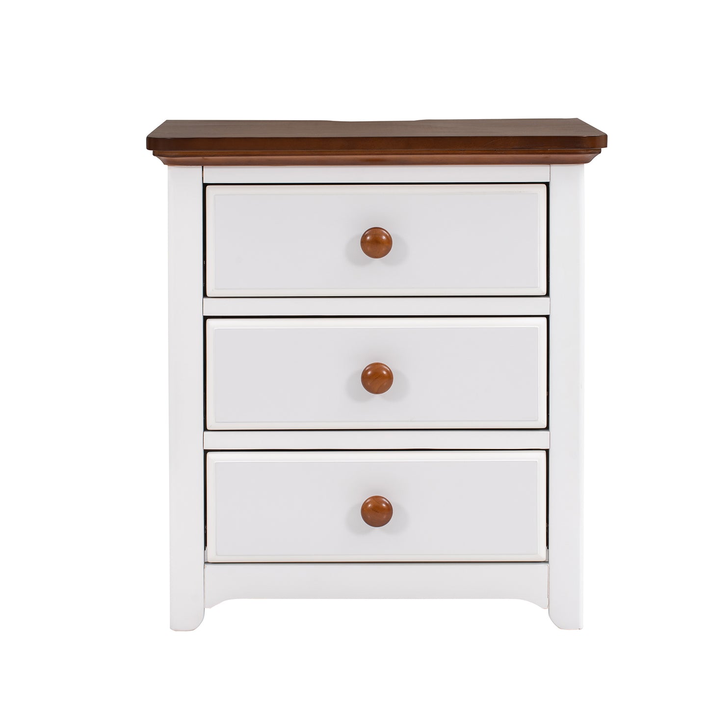3-pieces bedroom sets  with nightstand(usb charging ports) and storage chest,white+walnut