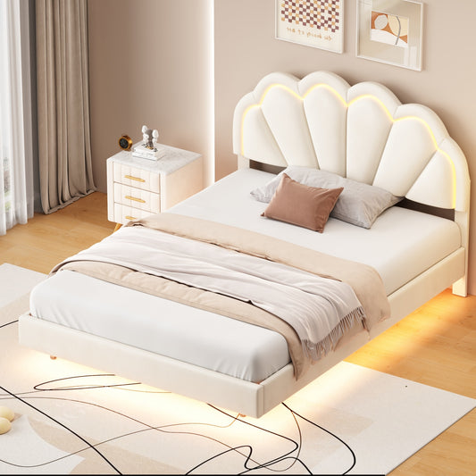 Smart LED Bed Frame with Elegant Flowers Headboard