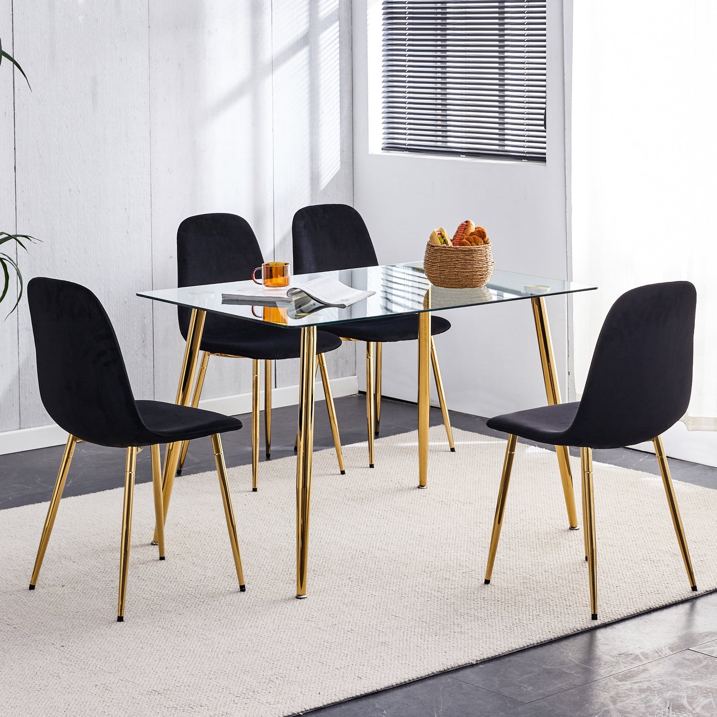zara dining chairs set of 4, soft velvet black