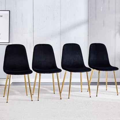 Zara Dining Chairs Set of 4, Soft Velvet Black