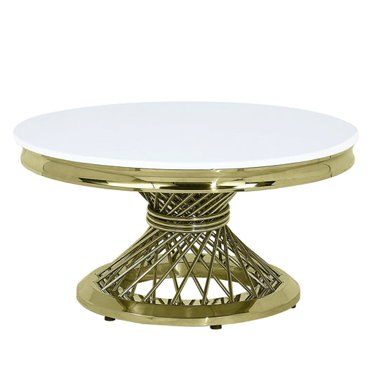 ACME Fallon Coffee Table, Engineering Stone & Gold Finish