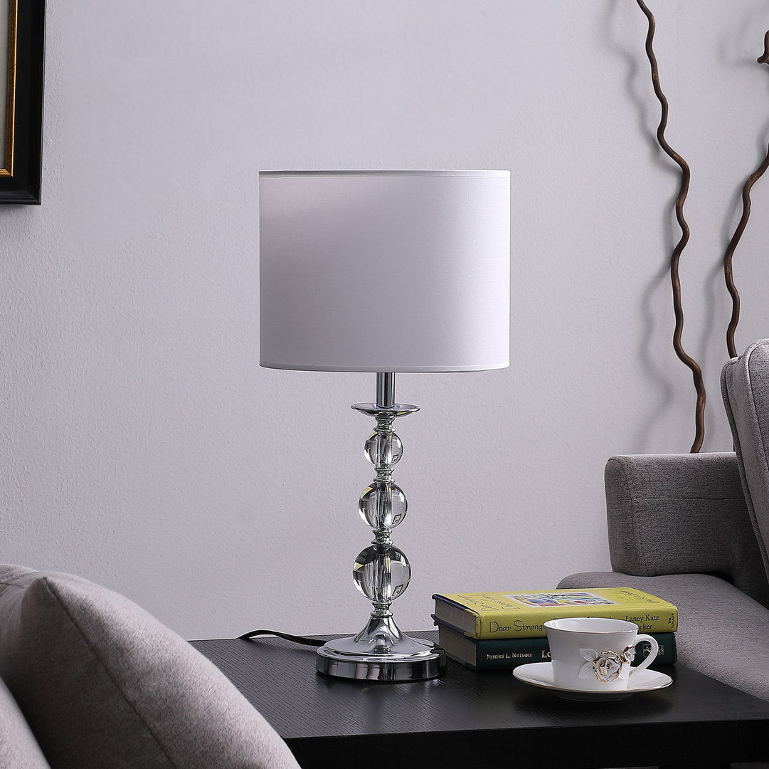 ascending solid crystal orbs chrome table lamp in chrome silver