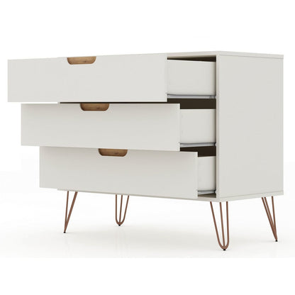 Manhattan Comfort Rockefeller Mid-Century- Modern Dresser with 3-Drawers in