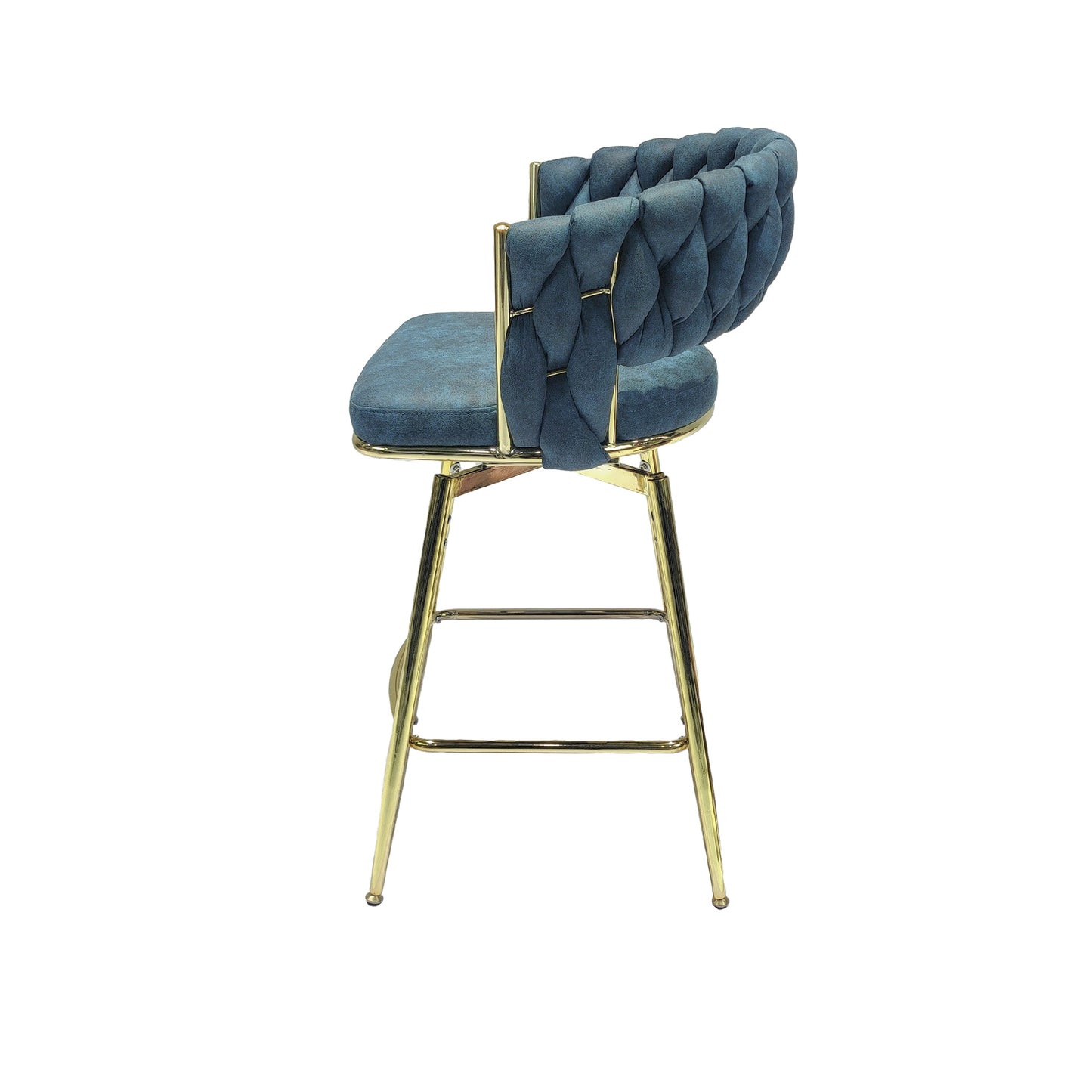 bar chair suede woven bar stool set of 4, blue